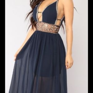 Navy and Gold maxi dress.